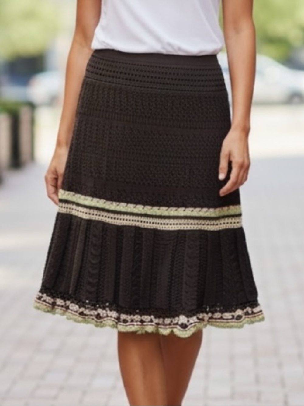 Cynthia Steffe Brown A-Line Knit Skirt NEW W TAGS